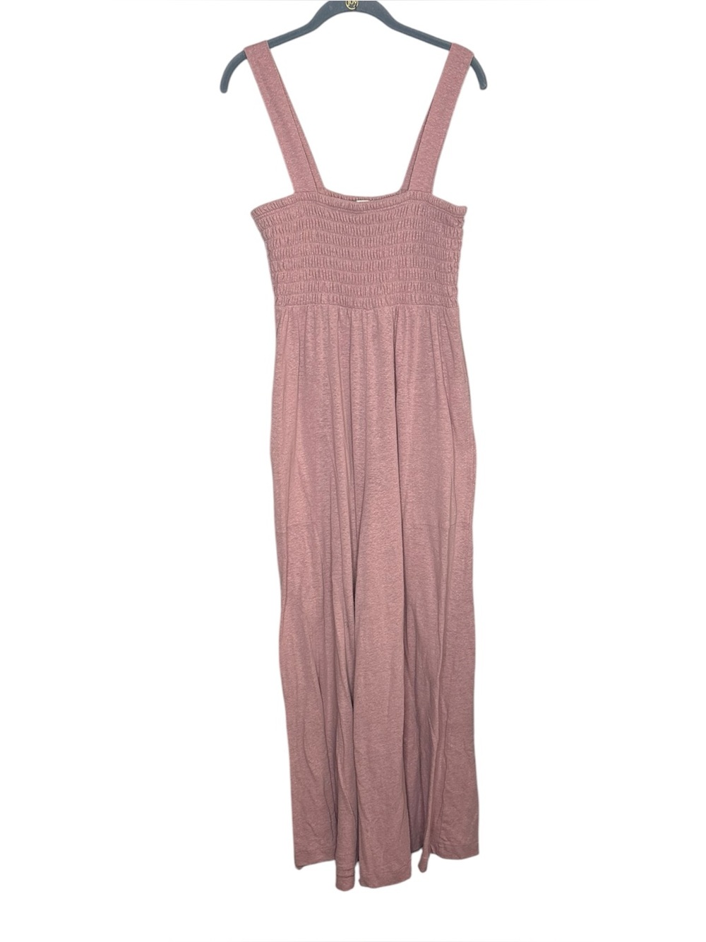Free People Beach jumpsuit wide leg Smocked Square-Neck pink size large women’s - Picture 2 of 4